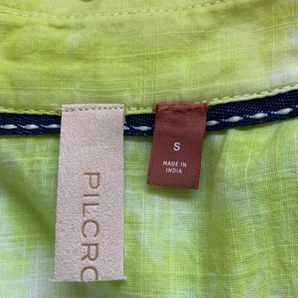 Pilcro Lime Yellow Cotton Button Down Shirt Tunic sz S - Picture 9 of 9